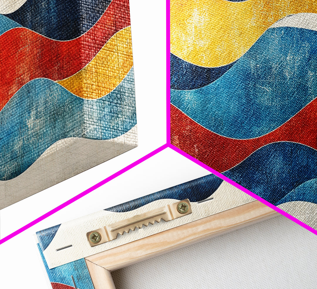 Boho Mid Century Modern Wall Art Canvas Print, Wood Frame Wall Art, Geometric Wall Art, Minimalist Wall Art, Housewarming Gift Idea