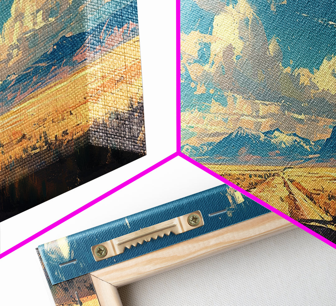 Country Roads Oil Painting Canvas Print, Wood Framed Wall Art, Home Decor, Southwestern Rustic Wall Art, Boho Home Decor