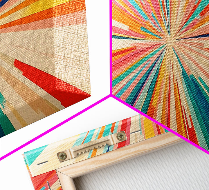 Beautiful Art Deco Sun Burst Wall Art Canvas Print, Unique Wall Decor, ready to hang framed wall art, living room decor