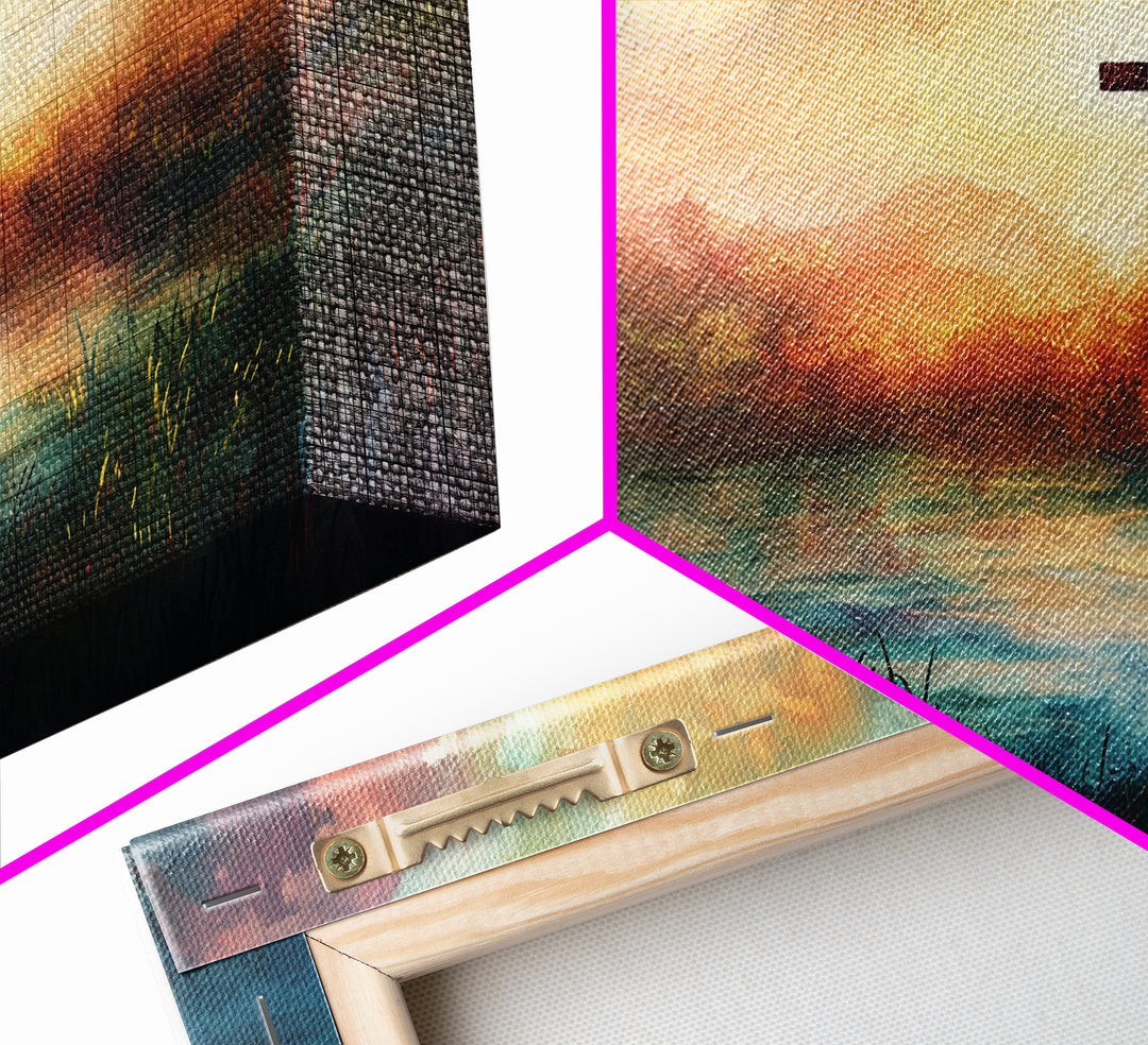 Christian Wall Art Landscape Painting Canvas Print, Beautiful Cross and Sunset, Christianity Home Decor