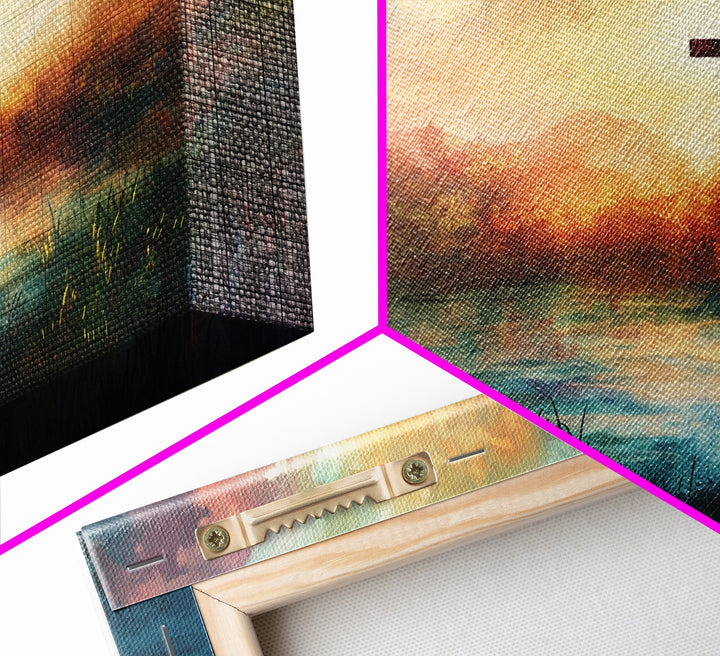 Christian Wall Art Landscape Painting Canvas Print, Beautiful Cross and Sunset, Christianity Home Decor