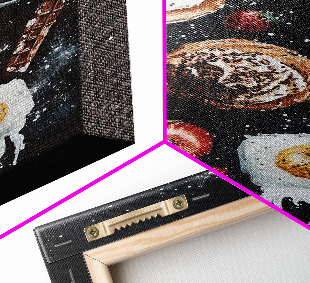 Desserts Wall Art, Kitchen Decor, Bakery Wall Art, Bakery Painting, Wood Framed Canvas Print, Painting of Cupcakes and Coffee