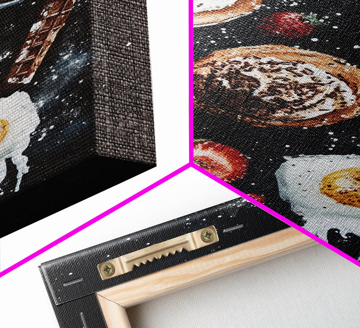 Desserts Wall Art, Kitchen Decor, Bakery Wall Art, Bakery Painting, Wood Framed Canvas Print, Painting of Cupcakes and Coffee