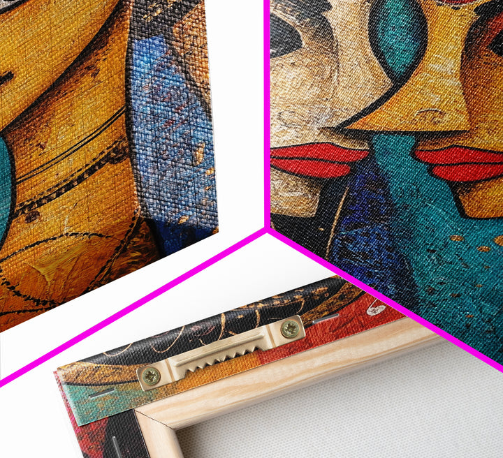 Abstract Madhubani Style Wall Art, Framed Canvas Print, Madhubani Painting, Madhubani Art