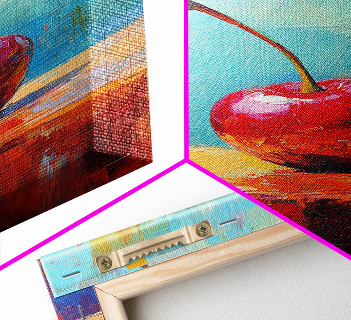 Cherry Painting Print, Canvas Print, Cherry Painting Original Art Berry Still Life Painting On Canvas, Original Artwork, Kitchen Decor, Dining Room Art