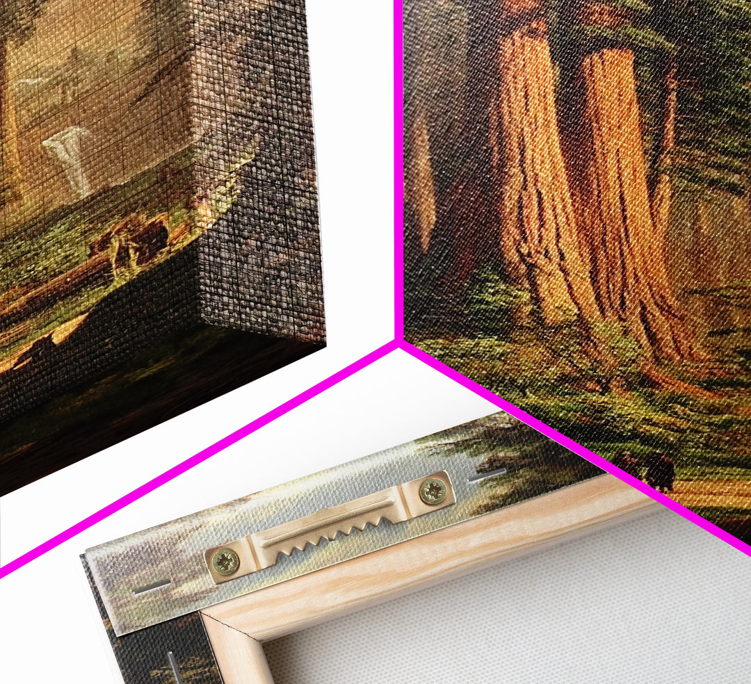 Ancient California Redwoods Framed Canvas Print, Fantasy Painting, Fantasy Wall Art, Beautiful California Wall Art