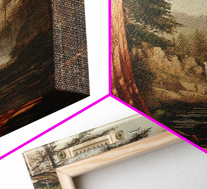 California Wall Art Framed Canvas Print, Redwood Trees, Fantasy Decor