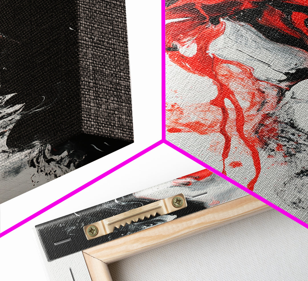 Abstract Red Rose Painting Canvas Print, Vintage Inspired Flower Print, Vintage French Country Art, Duality Art, Statement Piece, Center Piece Art