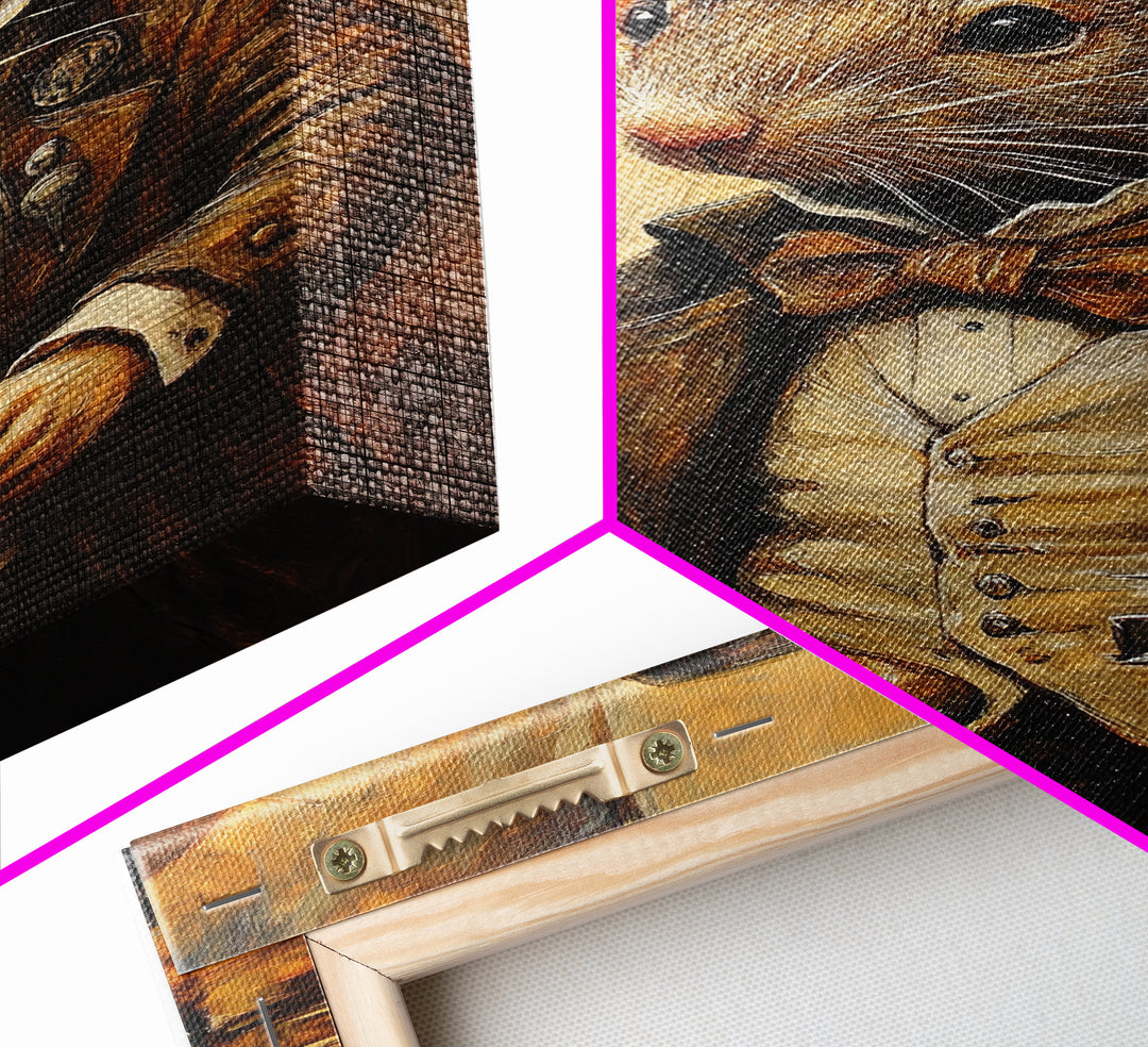 Dapper Rat Gentleman Canvas Print, Wood Framed Wall Art, Rat Painting, Rat Decor, Rat Lover Gift Idea