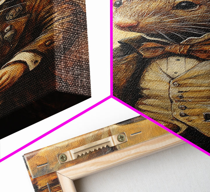 Dapper Rat Gentleman Canvas Print, Wood Framed Wall Art, Rat Painting, Rat Decor, Rat Lover Gift Idea