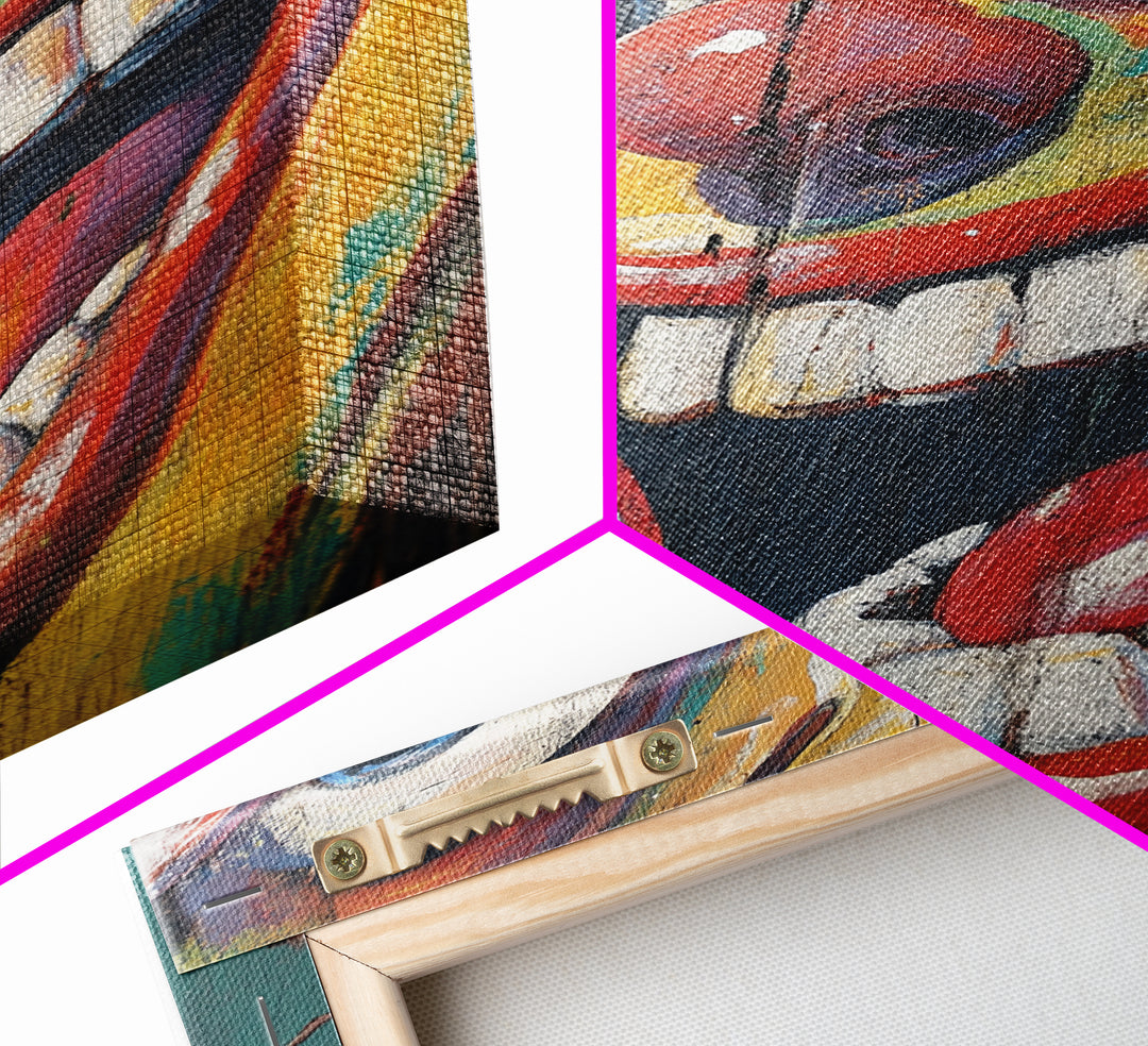 Creepy Clown Wall Art Framed Canvas Print, Wood Framed Wall Art, Retro Home Decor, Halloween Art