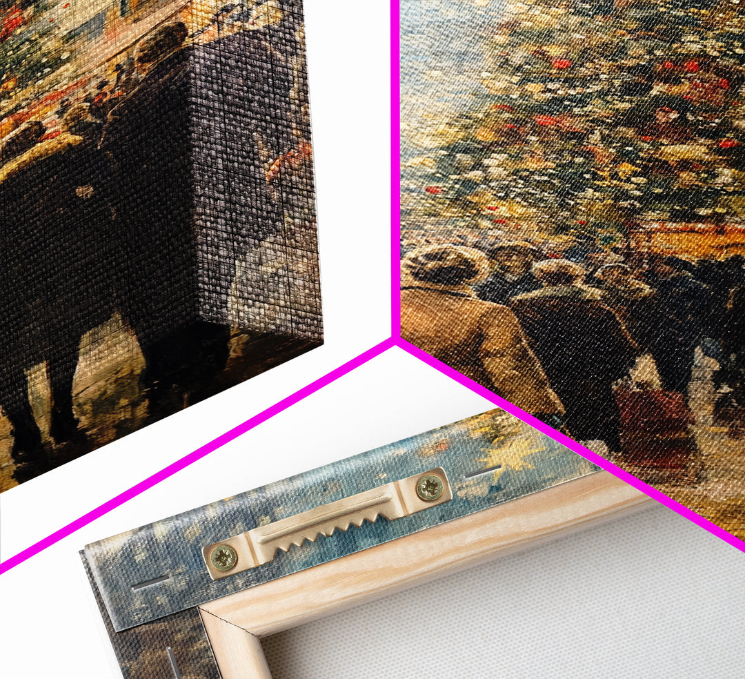 Christmas Village Wall Art Canvas print - Christmas Painting - Christmas Shopeprs in NYC in the 1950s - Christmas Decor - Winter Wall Art