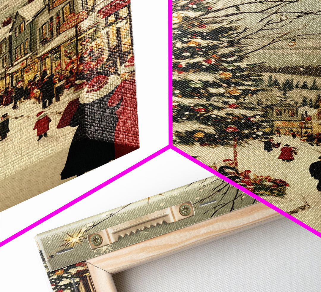 Christmas in Demark Framed Canvas Print, European Christmas Village Wall Art, Snowy Christmas Village Print, Christmas Prints, Xmas Art