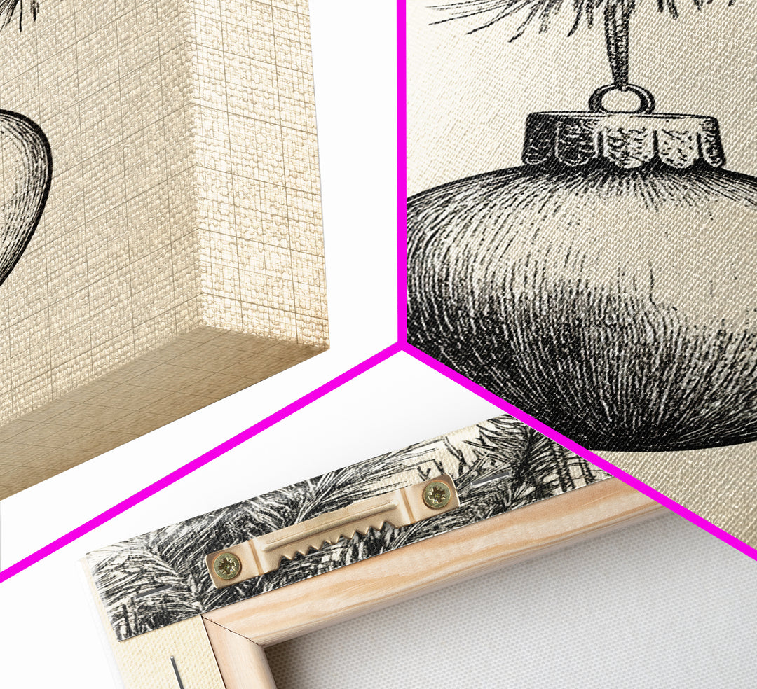 Boho Christmas Ornament Painting Print, Christmas Art, Black and White Art