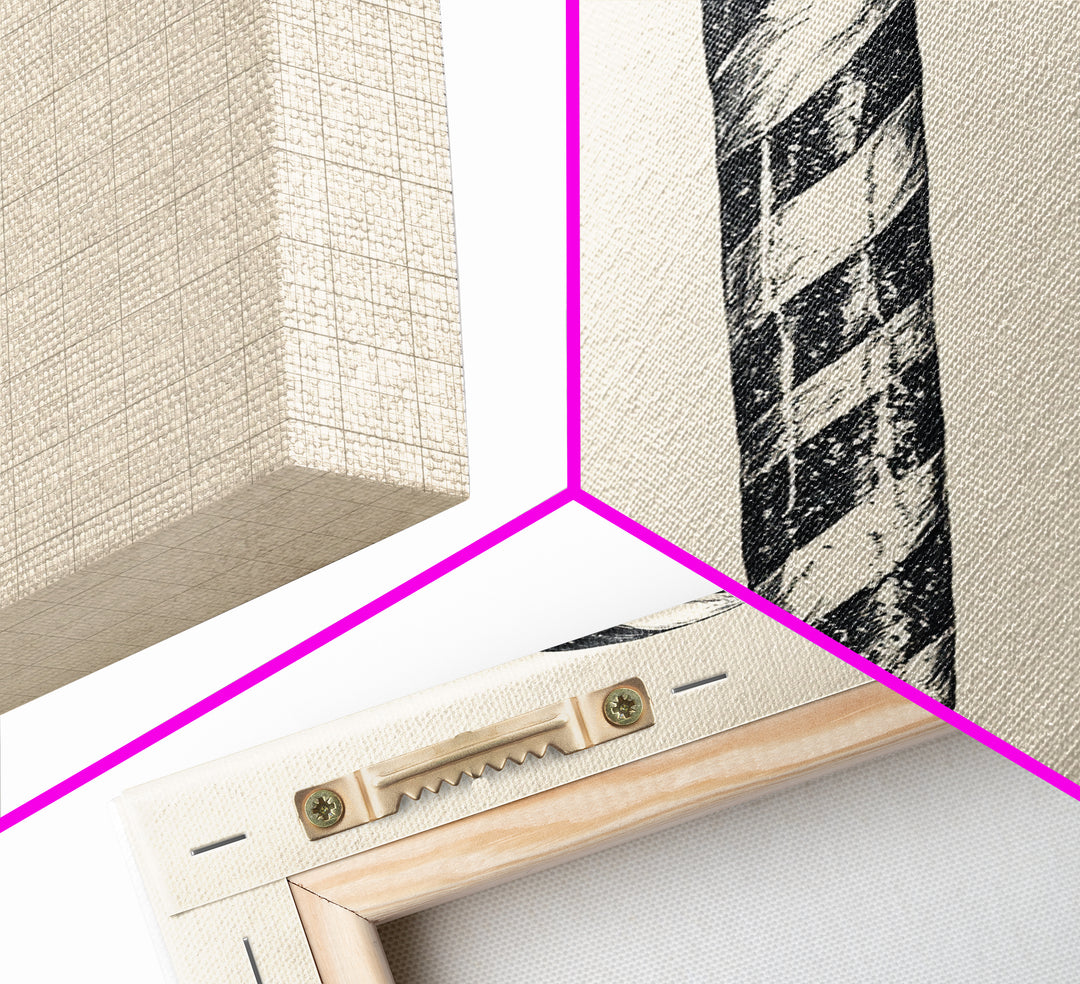 Black and White Candy Cane Sketch, Canvas Print, Christmas Decor, Christmas Painting, Christmas Wall Art