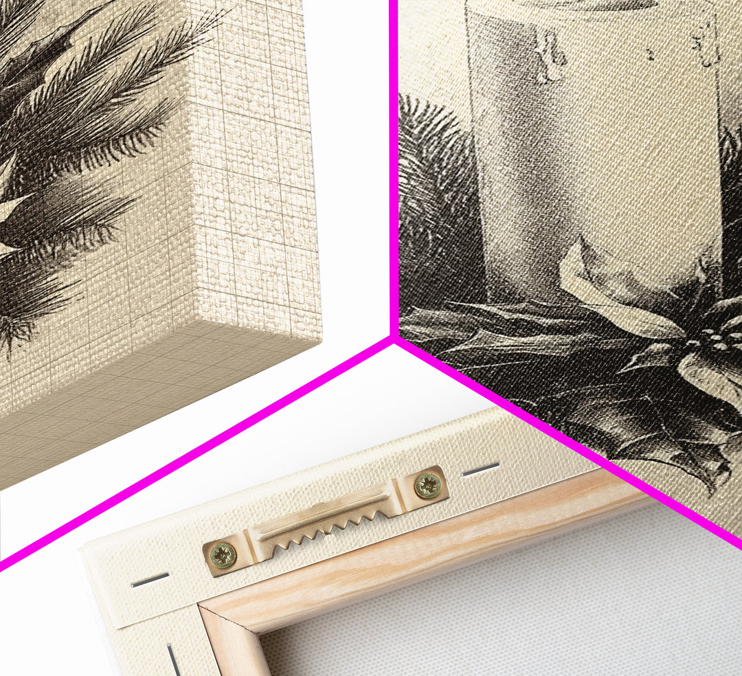 Boho Christmas Candle Canvas Print - Framed Canvas - Minimalist Christmas Art - Boho Christmas Art - Rustic Christmas Art