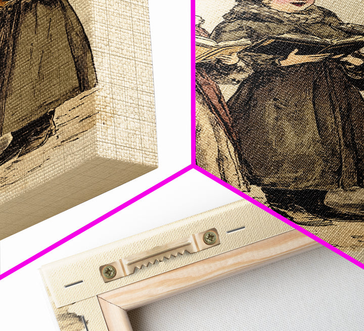 Boho Christmas Carrolers Canvas Print - Framed Canvas - Minimalist Christmas Art - Boho Christmas Art - Rustic Christmas Art