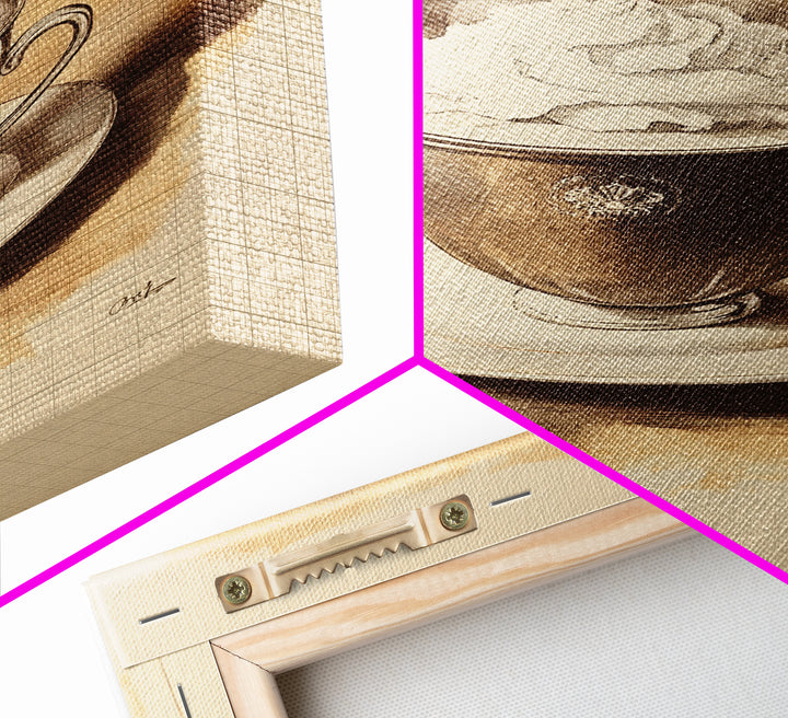 Christmas Coffee Canvas Print - Framed Canvas - Minimalist Christmas Art - Boho Christmas Art - Rustic Christmas Art