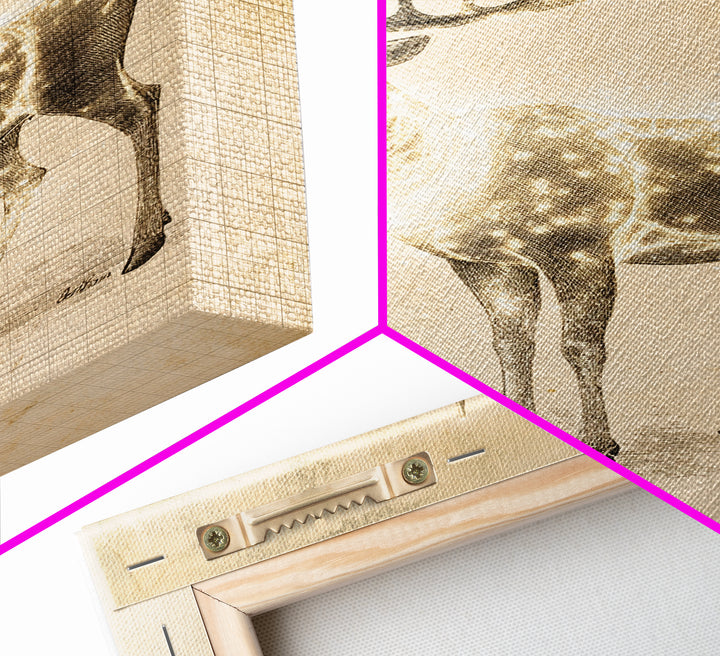 Christmas Reindeer Canvas Print - Framed Canvas - Minimalist Christmas Art - Boho Christmas Decor - Rustic Christmas Art