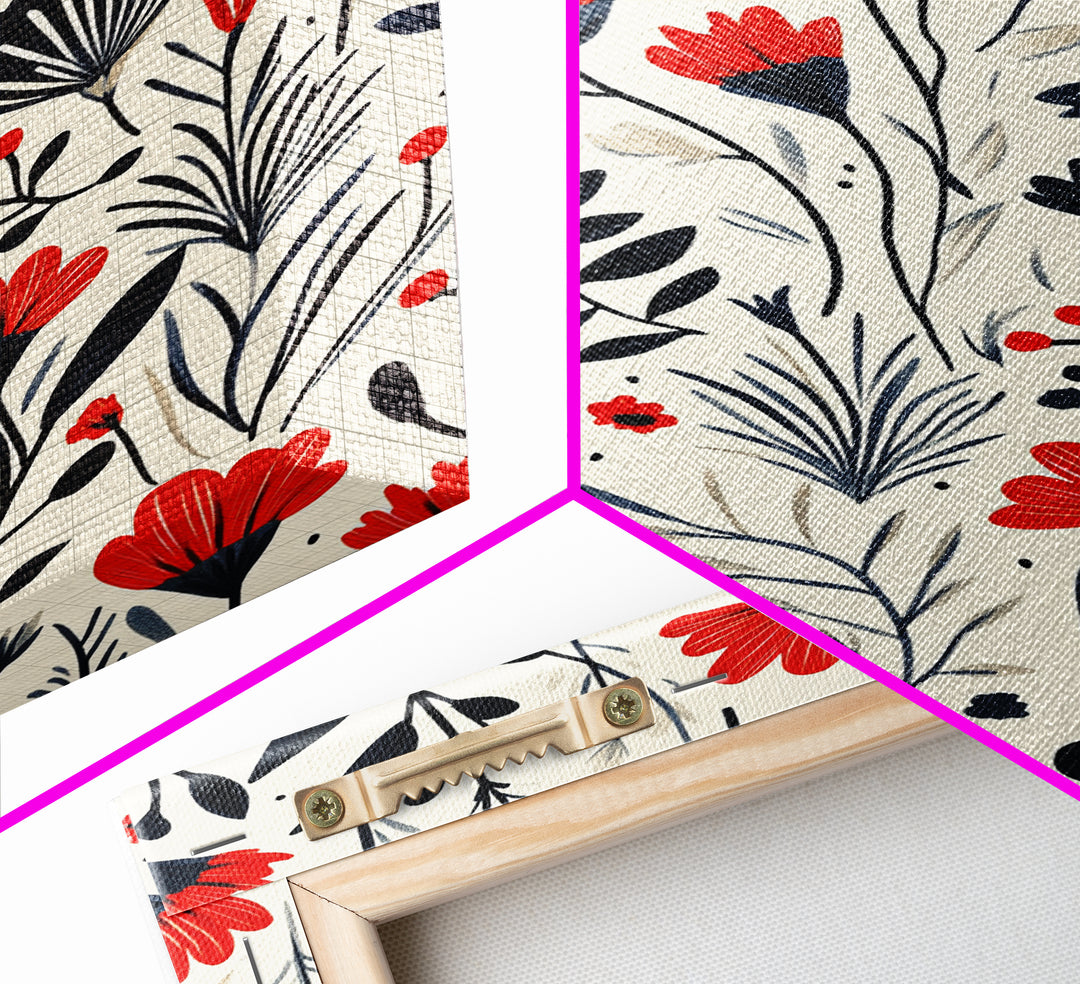 Botanical / Floral Print Wall Art Framed Canvas Print Midcentury Modern Wall Art Home Decor Boho Minimalist Ready To Hang Large Art