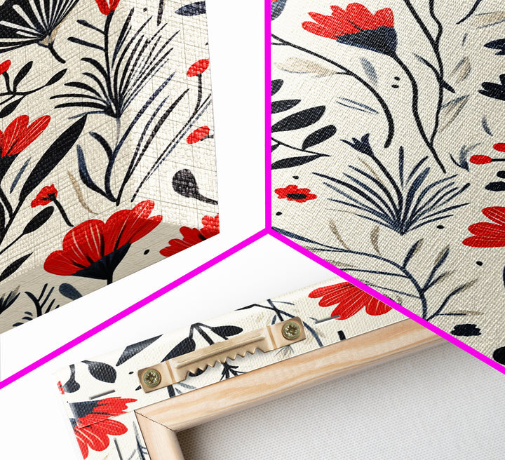 Botanical / Floral Print Wall Art Framed Canvas Print Midcentury Modern Wall Art Home Decor Boho Minimalist Ready To Hang Large Art