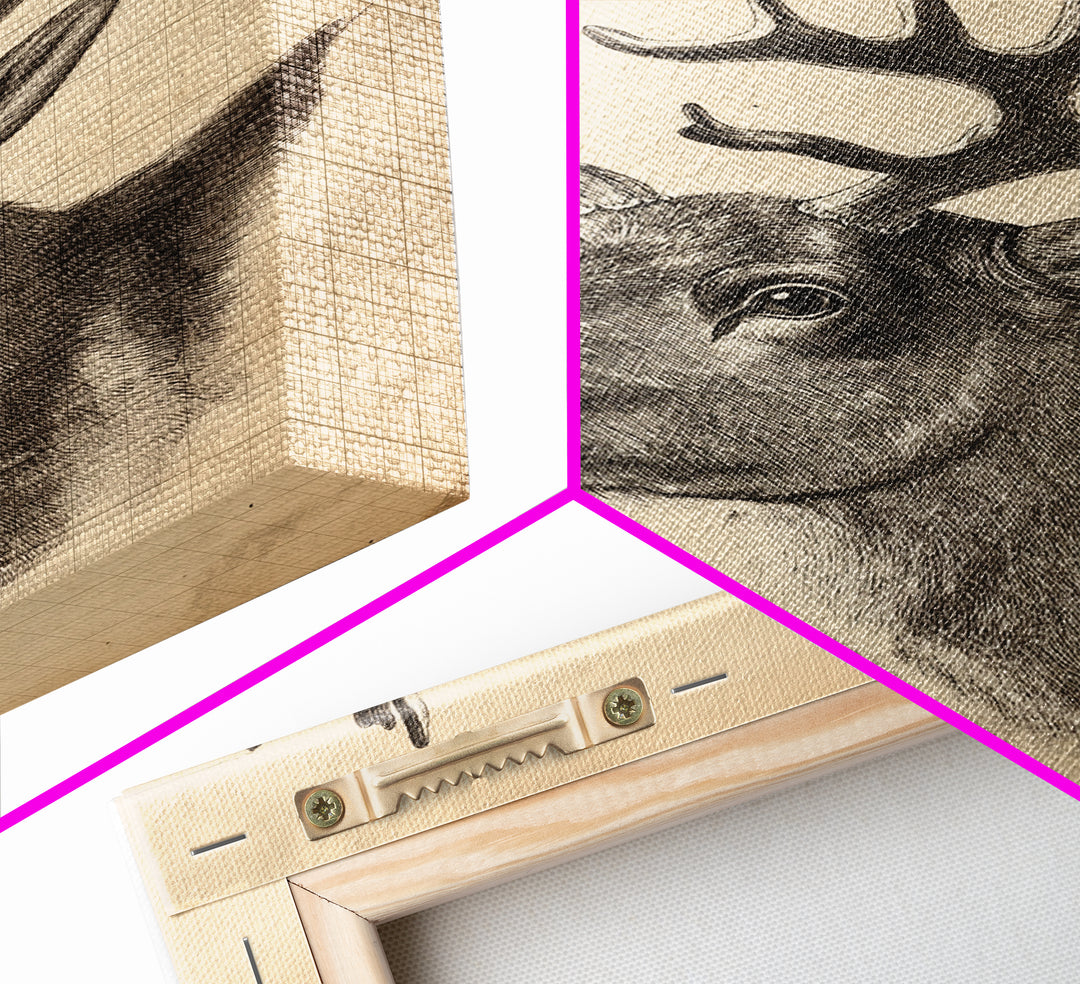 Christmas Reindeer Canvas Print - Framed Canvas - Minimalist Christmas Art - Boho Christmas Art - Rustic Christmas Art