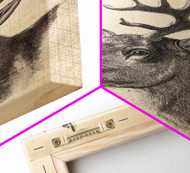 Christmas Reindeer Canvas Print - Framed Canvas - Minimalist Christmas Art - Boho Christmas Art - Rustic Christmas Art