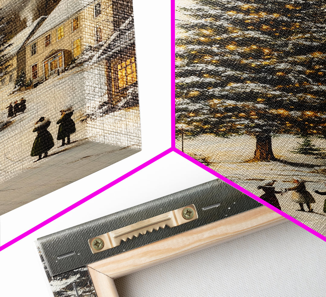 Christmas Village Wall Art Canvas Print | Christmas Village Painting | Winter Home Decor | Winter Art