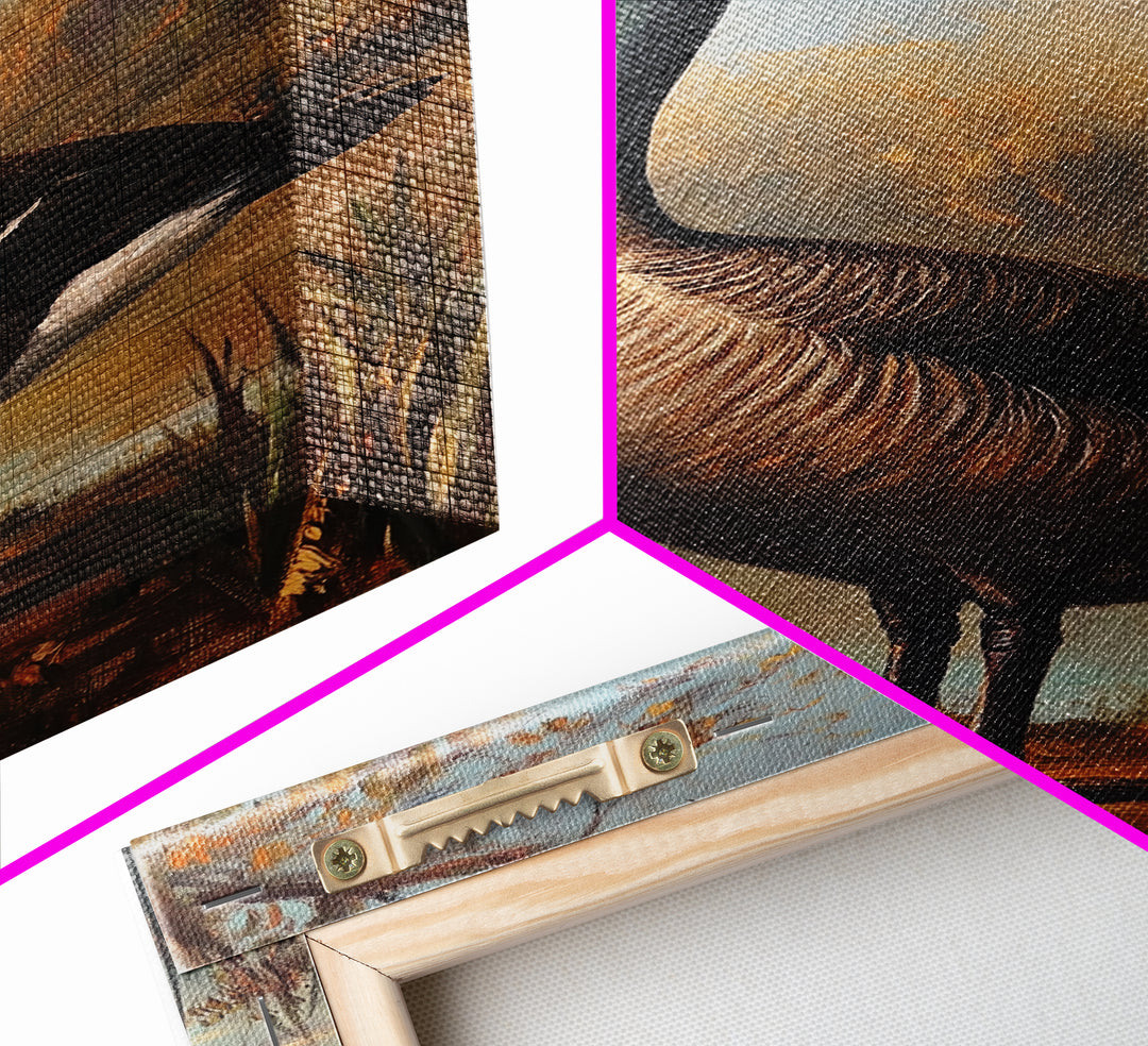 Rustic Cabin Wall Art, Goose Painting Framed Canvas Print, Rustic Farmhouse Wall Art, Guest Room Decor, Traditional American Art