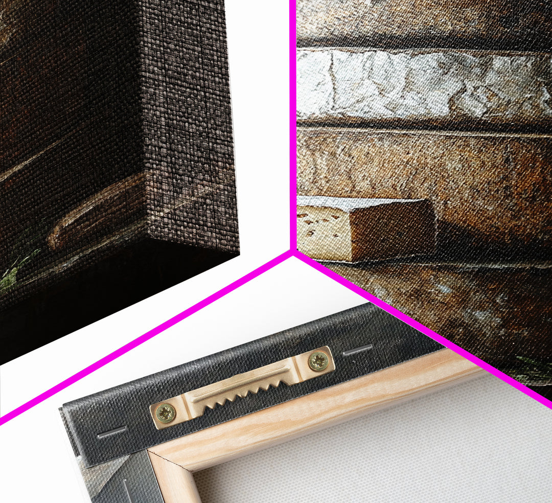 Cheese Wall Art Framed Canvas Print, Cheese Still Life, Cheese Painting, Kitchen Decor, Dining Room Wall Art, Rustic Farmhouse Kitchen Art