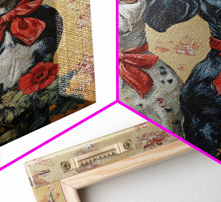 Christmas Dalmations Canvas Print, Cute Dog Wall Art, Dog Painting