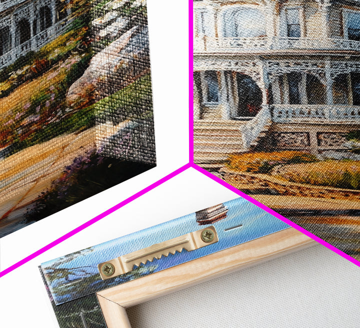 Cape Code Style House Painting Print, Nautical Decor, Maine Oil Painting, Beach House Wall Art