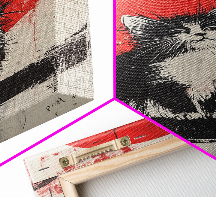 Cute Wabi Sabi Cat, Cat Mini Framed Print, Black Cat Painting, Original Pet Portrait, Wabi Sabi Cat, Gallery Wall, Kitty Art, Cat Gift