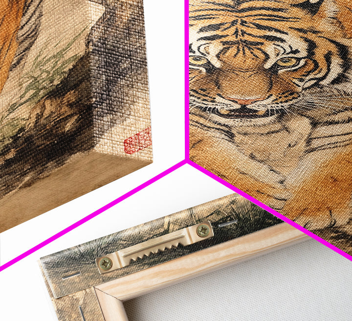 Animal Canvas Poster - Wild Animal Wall Art - Man Cave Canvas - Personalized Gift For Dad - Tiger Painting - Wabi Sabi Art - Framed Wall Art