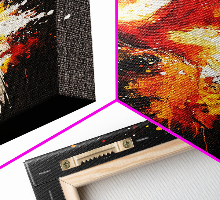Phoenix In Flames, Retribution, Framed Canvas Print, The Phoenix, Framed Wall Art, Original Painting Phoenix, Punk Art, Graffiti Art