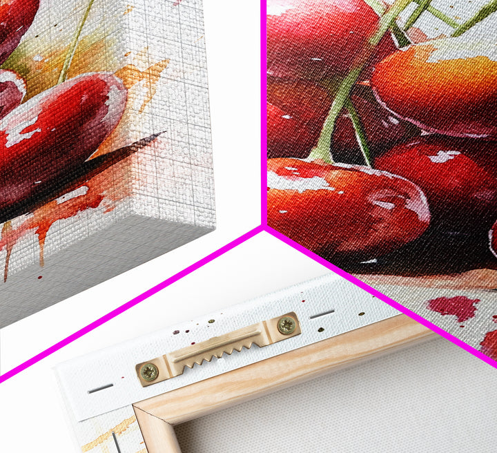 Cherry Wall Art Canvas Print, Cherry Painting, Kitchen Food Decor, Kitchen Wall Art, Original Cherry Painting, Home Decor For Kitchen