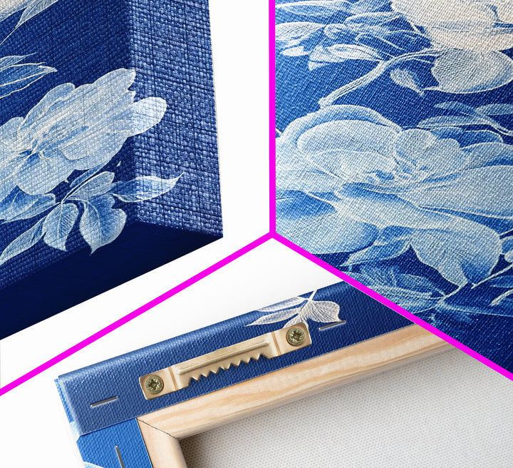 Blue Botanical Wall Art Chinoiserie Wall Art, Wall Decor Minimalist Wall Art, Blue Roses, Botanical Print Wall Art