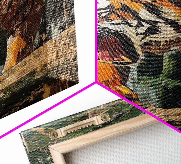 Retro Tiger Painting Canvas Print, Animal Print, Wall Art Home Decor, Tiger Wall Art