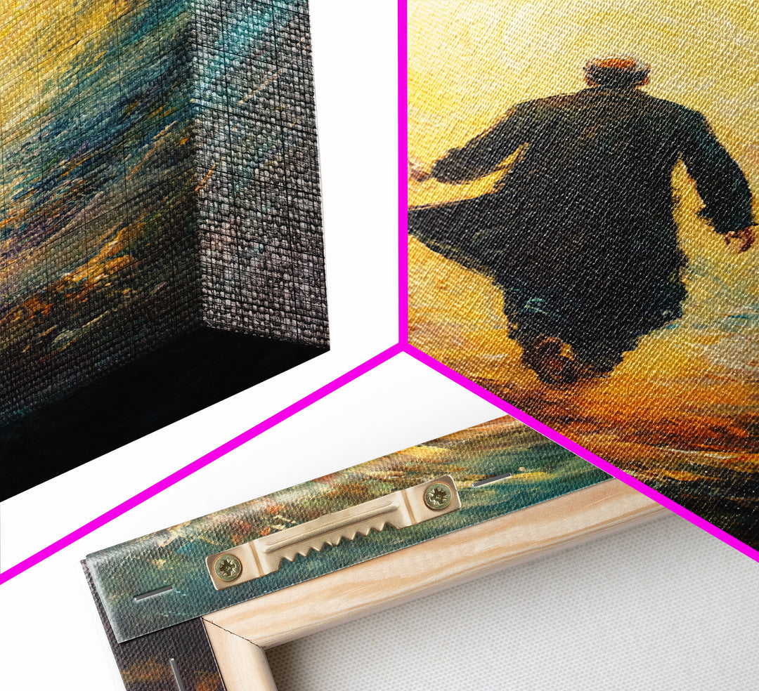 Bahai Wall Art Framed Canvas Print, Retro Abstract Wall Art