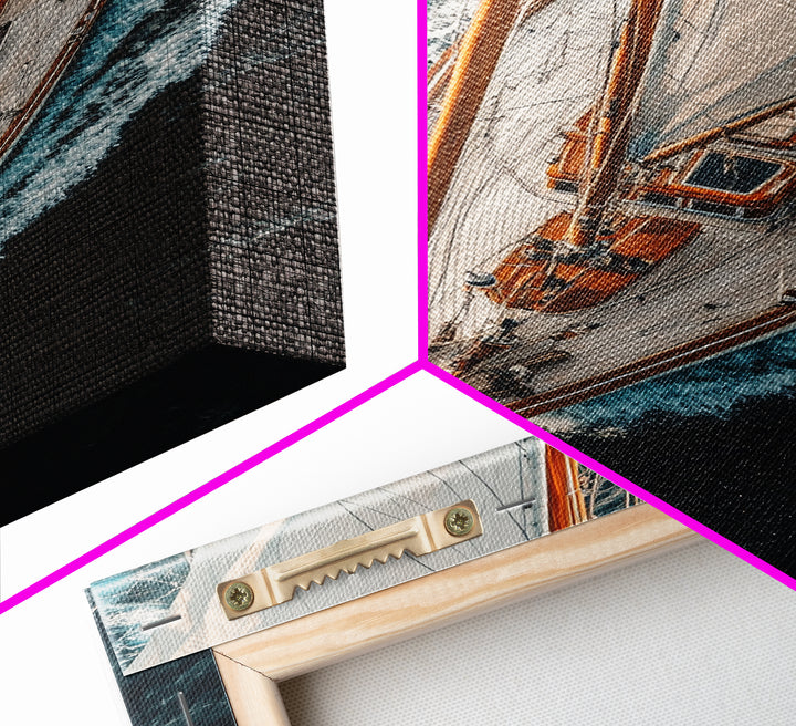 Bird's Eye View Of A Sailboat, Framed Canvas Print, Sail Boat Photography Print, Sailboat Painting, Nautical Decor, Nautical Wall Art