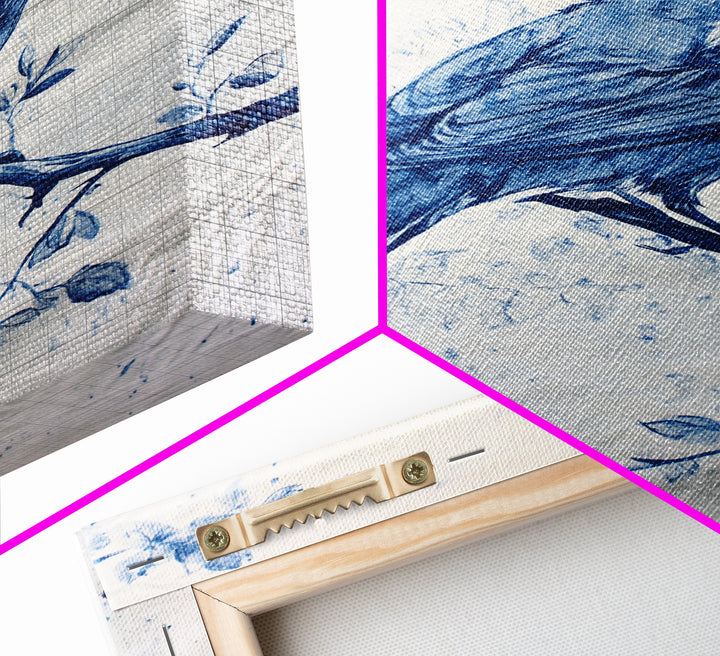 Chinoiserie Style Painting Print Of a Bird, Framed Canvas Print, Chinoiserie Wall Art