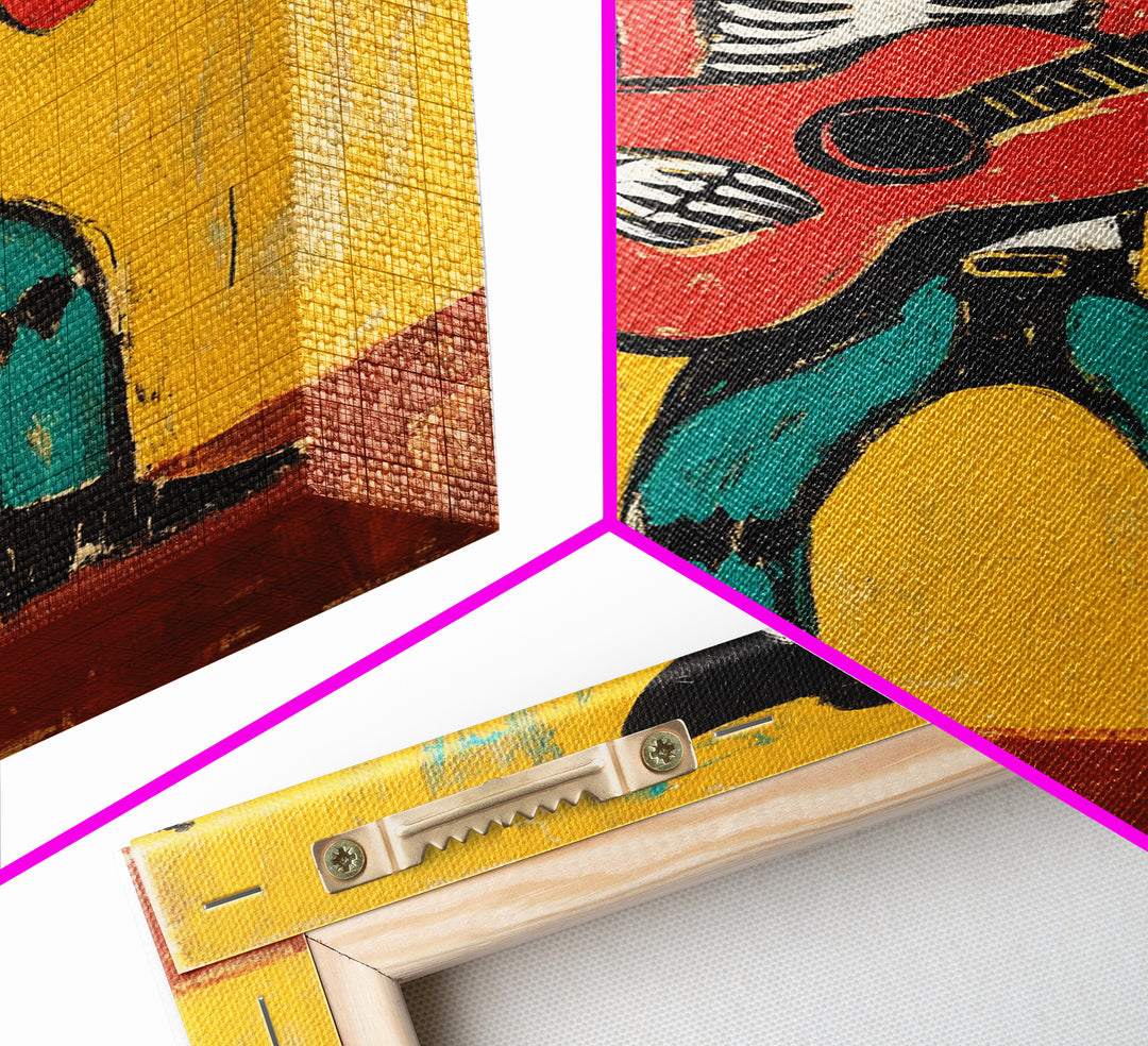 Canvas Print Of a Cowboy Skeleton Guitarist, Mexicano Art, Chicano Art, Original Artwork, Vaquero Art