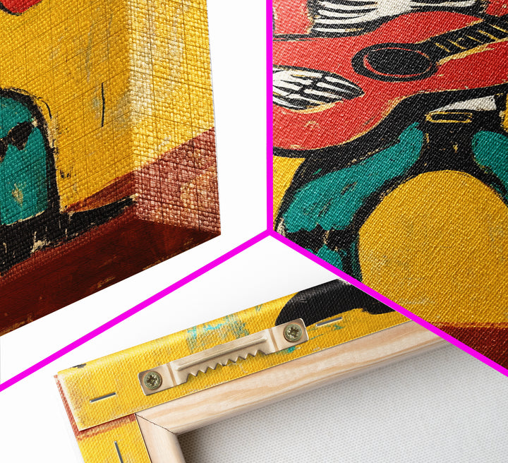 Canvas Print Of a Cowboy Skeleton Guitarist, Mexicano Art, Chicano Art, Original Artwork, Vaquero Art