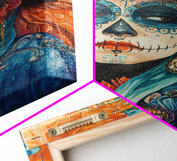 Chicano Art Framed Canvas Print, Day of the Dead / Dia De Los Muertos Wall Art, Mexicano Decor, Mexicano Wall Art, Southwestern Wall Art