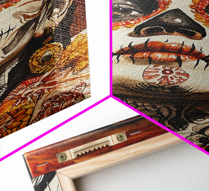 Day Of The Dead Portrait Framed Canvas Print, Chicano / Mexicano Wall Art, Home Decor, Chicano Wall Art, Chicano Painting