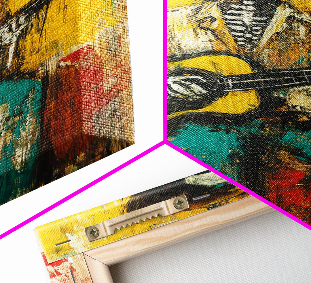 Chicano Canvas Print Of a Cowboy Skeleton Guitarist, Mexicano Art, Chicano Art, Original Artwork, Vaquero Art