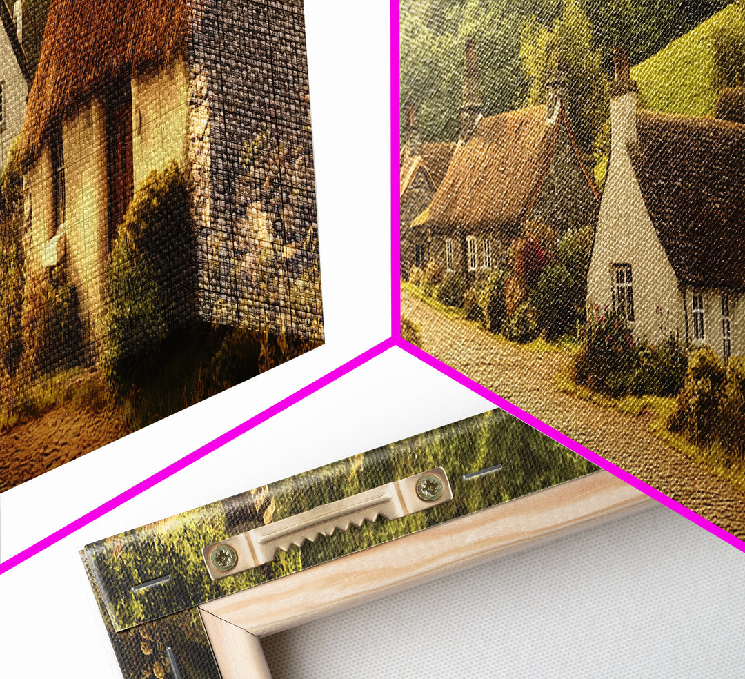 Cute Irish Village Framed Canvas Print, Ireland Painting Print, Ireland Wall Art, Irish Home Decor, Irish Painting, Panoramic Print