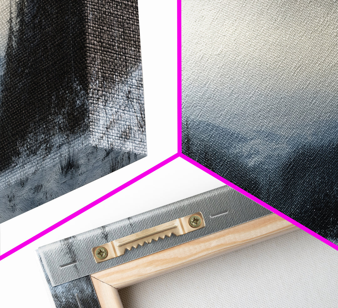 Bleak Winter Landscape Painting Print, Wood Framed Wall Art, Landscape Painting Original, Panoramic Wall Art, Horizontal Large Art