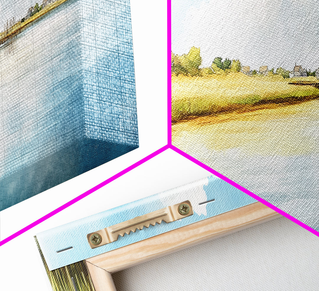 Beautiful Sescape Landscape Painting Print - Panoramic Wall Art - Nautical Landscape Painting, Beach House Art, Lake House Art