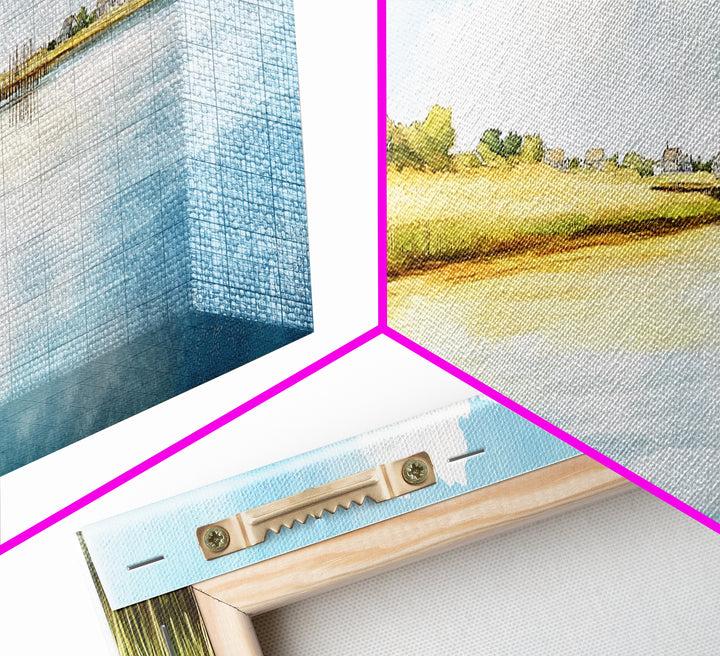 Beautiful Sescape Landscape Painting Print - Panoramic Wall Art - Nautical Landscape Painting, Beach House Art, Lake House Art